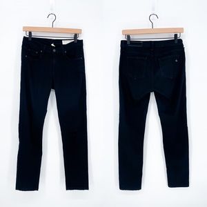 Rag & Bone Dash Slouchy Skinny Distressed Jean in Tattered Black Size 25